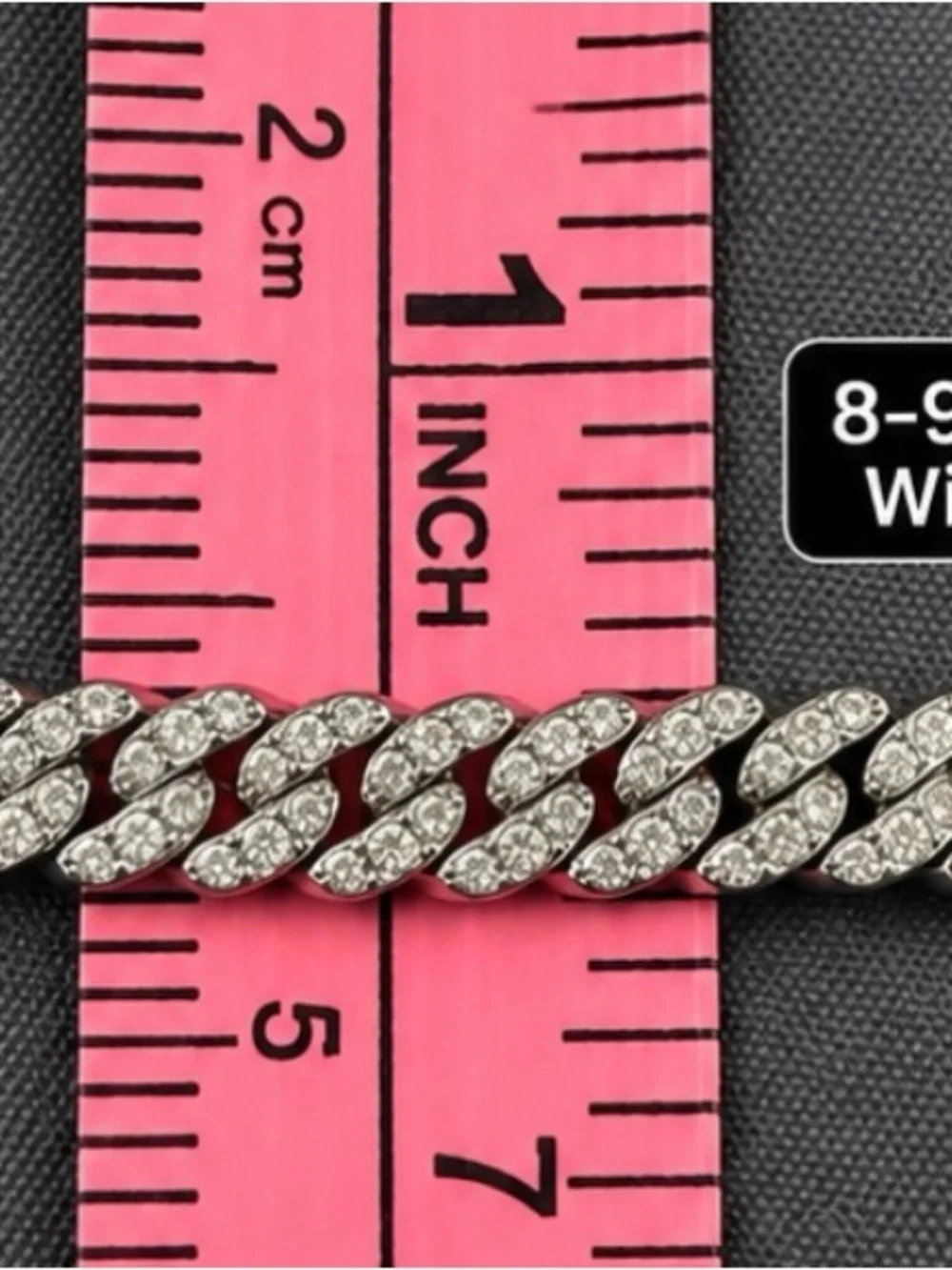 8–9mm Iced Out Cuban Link Chain 18” Silver Plated CZ Men’s Necklace